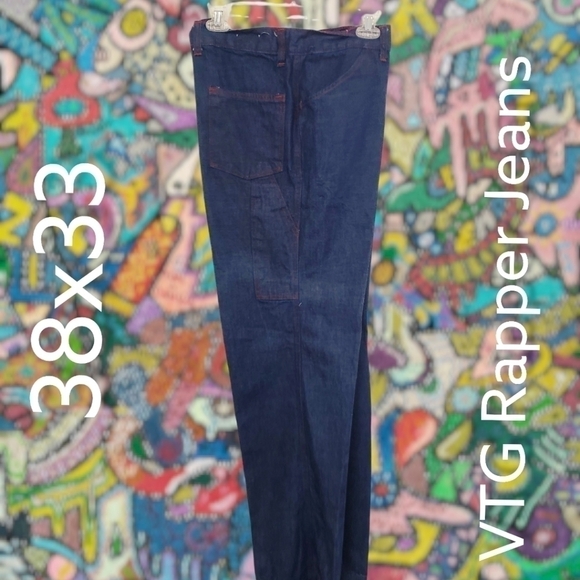 Vintage RAPPERS Jeans Like New 38x33 USA Made Painter Pocket High  Waist Flare - Picture 5 of 15